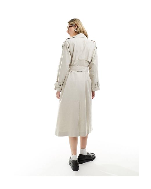 Trench-coat en lin mélangé - taupe ASOS en coloris White