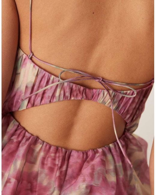 ASOS Pink Organdie Maxi Dress With Manipulated Skirt And High-Low Hem