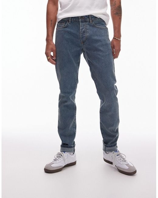Topman Blue Skinny Jeans for men