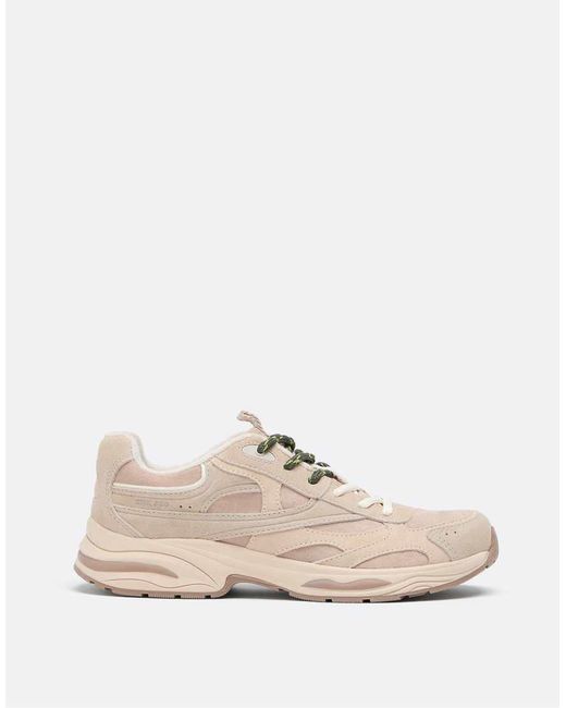 Stradivarius Natural Leather Detail Trainers