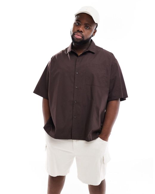 ASOS – kurzärmliges oversize-hemd in Brown für Herren