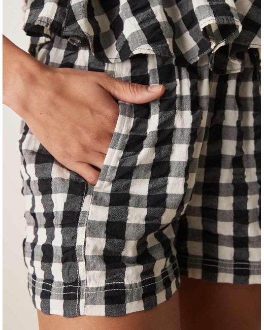 Pantaloncini Neri A Quadri di Free People in Natural