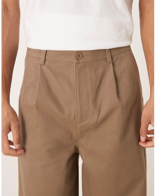 ASOS Natural Super baggy Faux Suede Pants With Pleats for men