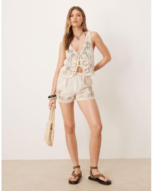 ASOS Natural – blake – strandhose aus leinenmix