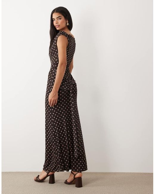 Kaiia Multicolor Exclusive Slinky Tie Drape Waist Cowl Back Maxi Dress