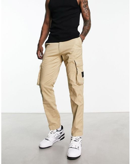 Calvin Klein Black Skinny Washed Cargo Trousers for men