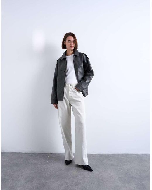 Giacca Bomber Oversize Slavato di TOPSHOP in Black