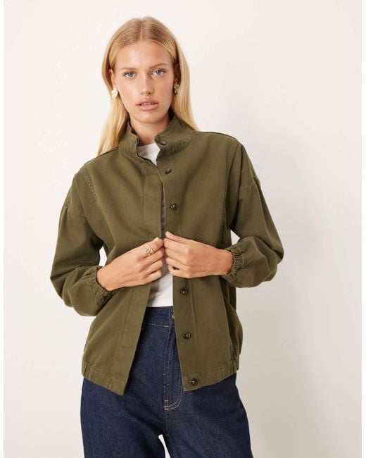 ASOS Green Funnel Neck Oversized Jacket