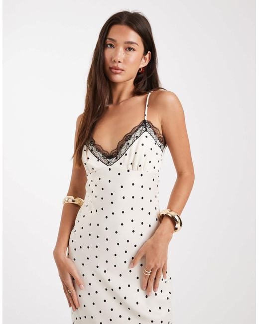 Miss Selfridge White Satin And Lace Midi Dress