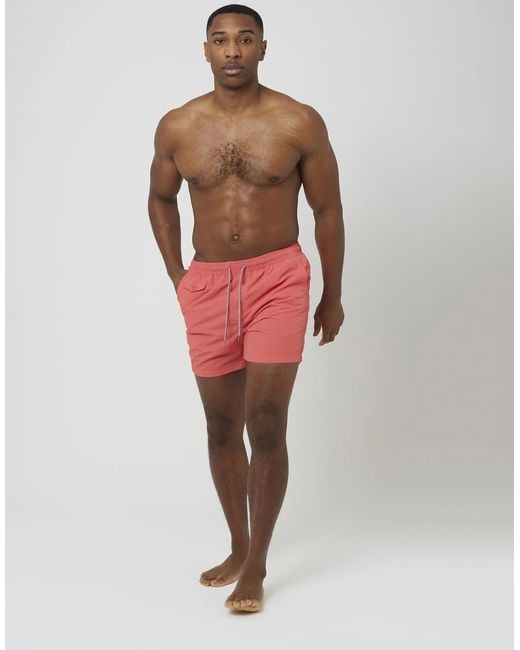 Brave Soul Red Elasticated Swimshorts for men