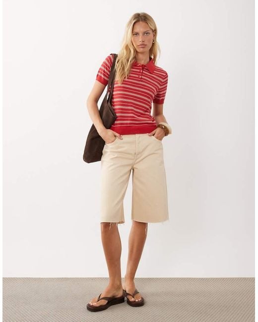 Mango Red Short Sleeve Polo Top