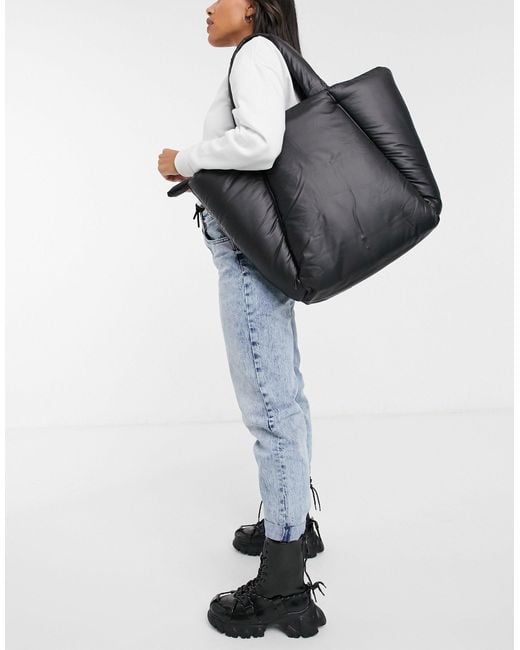 Stradivarius Black Padded Shopper Bag