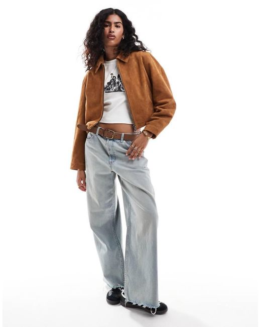 Chaqueta Color Tostado Con Cuello De Solapas De Ante De -Marrón ASOS de color Brown