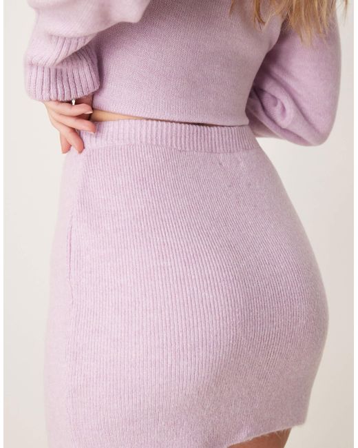 Mini-jupe d'ensemble en maille - lilas ASOS en coloris Pink