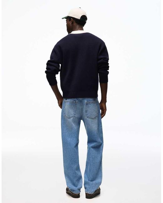 Bershka Blue Straight-leg Jeans for men
