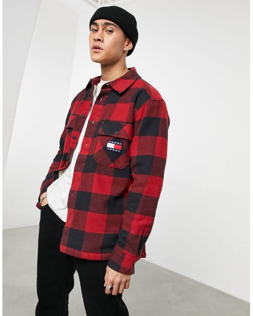 Tommy Hilfiger Sherpa Borg Lined Check Flannel Overshirt in Red for Men |  Lyst Australia
