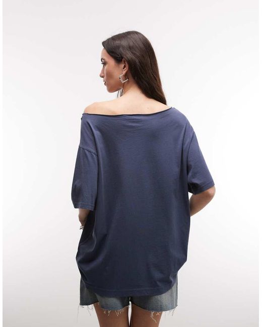 Weekday Blue Oversized Slouchy Fit Dropped Shoulder T-shirt