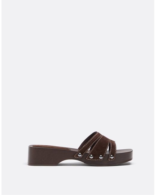 Stradivarius Brown Flache lederclogs
