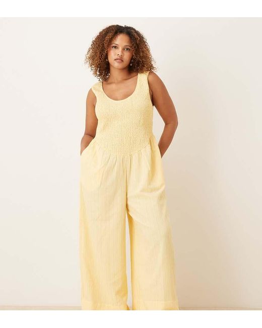 ASOS Natural Asos Design Curve Scoop Neck Crinkle Jumpsuit