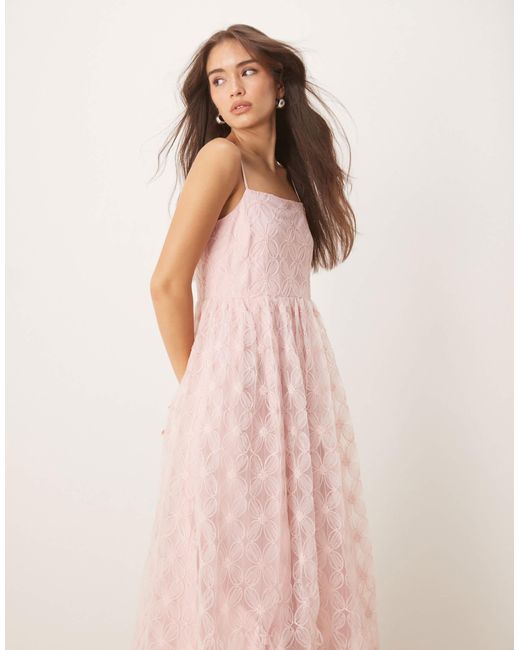 Y.A.S Textured Cami Midi Dress in Pink | Lyst