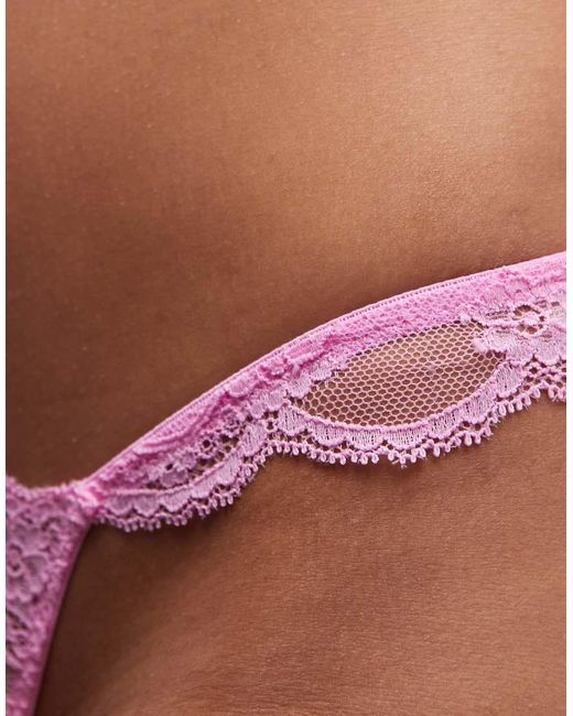 ASOS Red Lola Lace Tanga Lingerie Thong With Lace Side