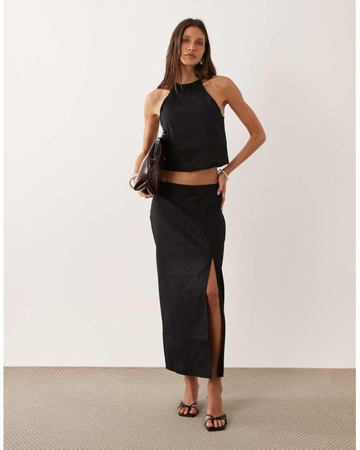 Mango Black Santori Linen Mix Cami Top