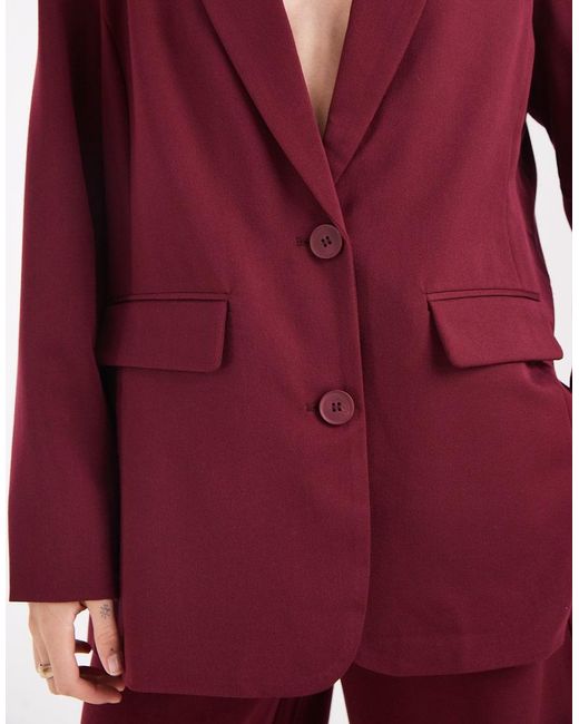 Pieces Red Oversized Tailo Blazer Co-ord