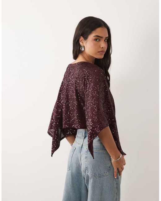 ASOS Brown Sequin Cape Top