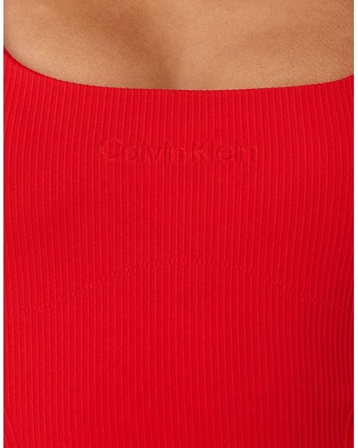 Calvin Klein Red Shapewear Ribbed One Piece Swimsuit