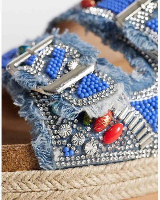 SIMMI Blue Simmi London Mayha Beeded Double Buckle Sandals