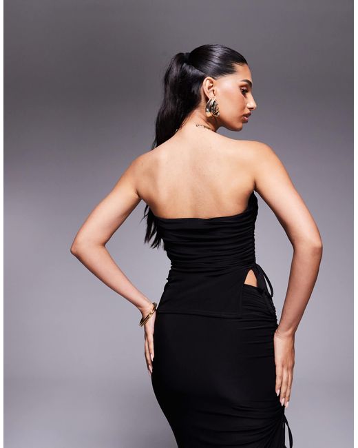 Kaiia Black – exclusive – doppellagiges, anschmiegsames, gerafftes bandeau-oberteil