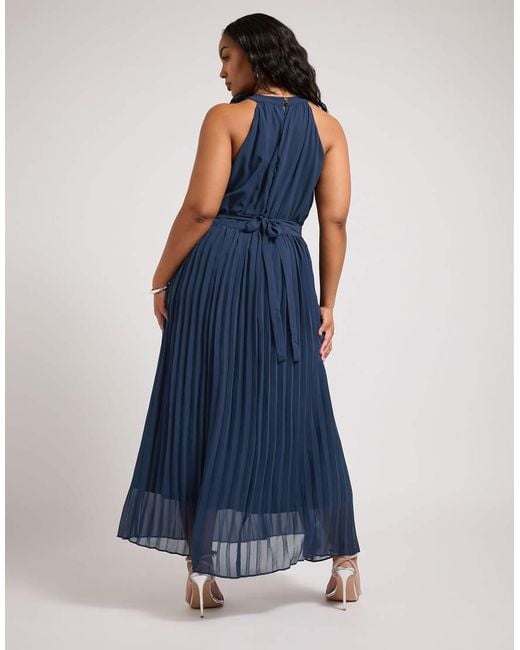 Yours Clothing Blue Corsage Pleated Maxi Dress