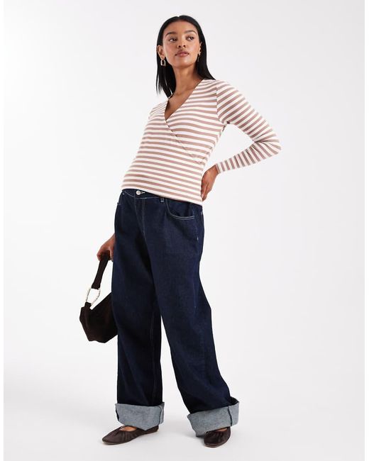 ONLY Brown Wrap Top