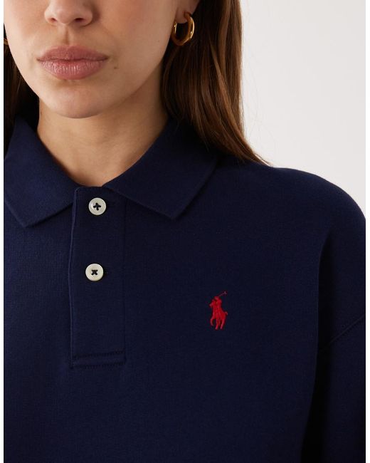Polo Ralph Lauren Blue Icon Logo Collared Rugby Sweatshirt