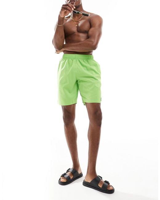 Adidas Originals Green Solid Clx Classic-swim Shorts for men