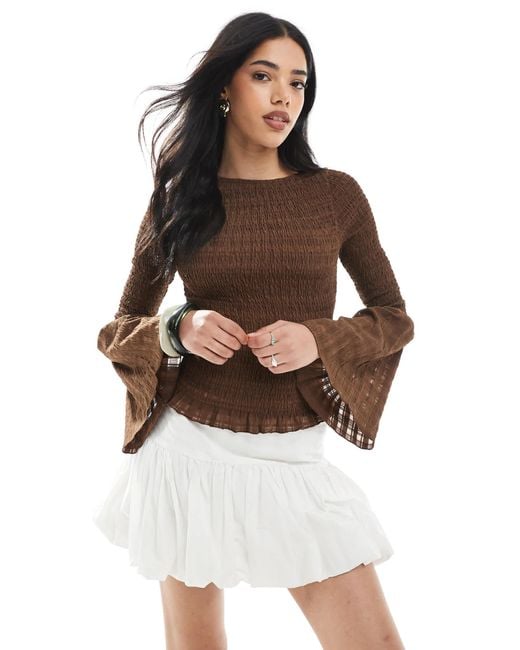 ASOS Brown – gesmoktes oberteil