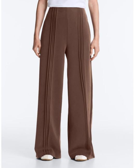 Oysho White Straight-Leg Trousers With Soft-Touch Modal And Piping