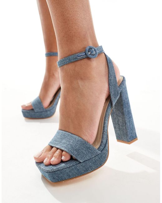 Truffle Collection Blue – sandaletten aus denim mit plateausohle