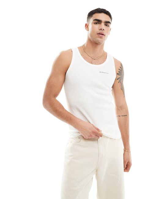 Camiseta blanco hueso sin mangas con detalle Good For Nothing de hombre de color White
