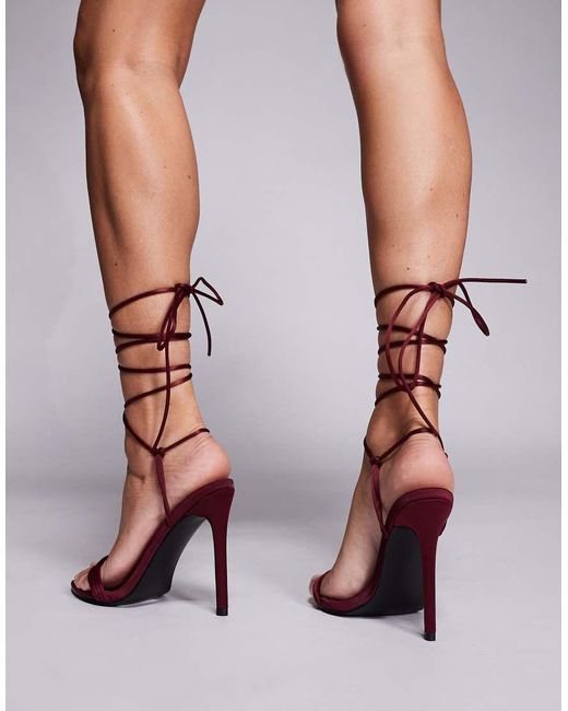 Public Desire Multicolor Merlot Tie Leg Heeled Sandals