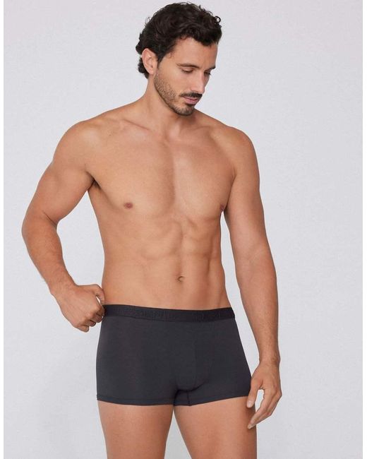 Tezenis Blue Elastic Microfibre Boxers With Logo for men