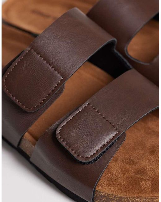Jack & Jones Brown Faux Leather Strap Sandals for men