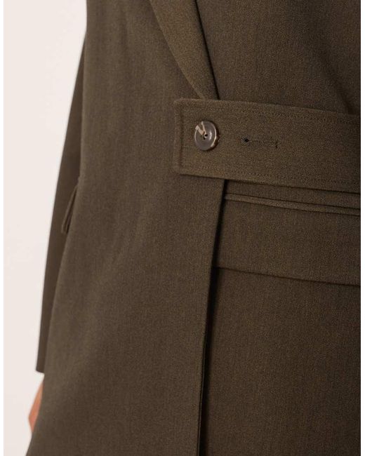 ASOS Brown Curve Relaxed Blazer With Belt Detail