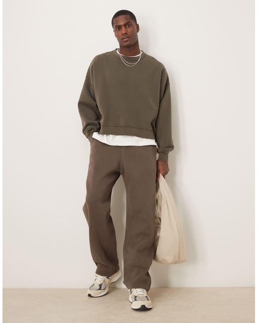 Felpa Girocollo Corta di Abercrombie & Fitch in Brown da Uomo