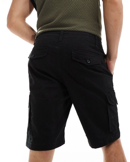 Pantaloncini cargo a fondo ampio neri di ADPT in Black da Uomo