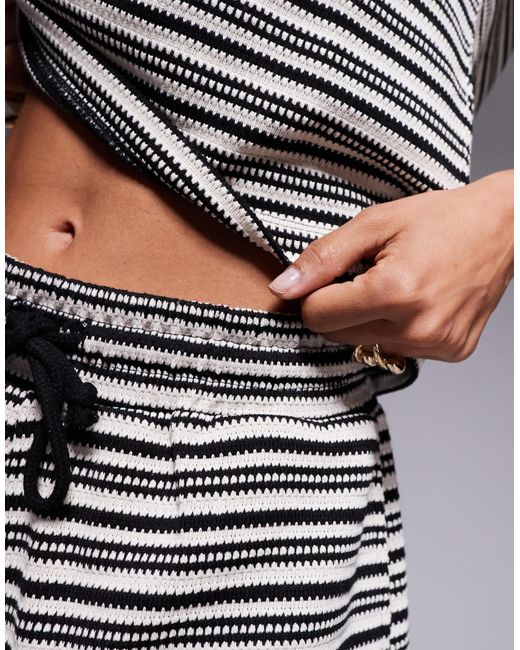 Short d'ensemble à rayures noué à la taille - noir et crème River Island en coloris Gray