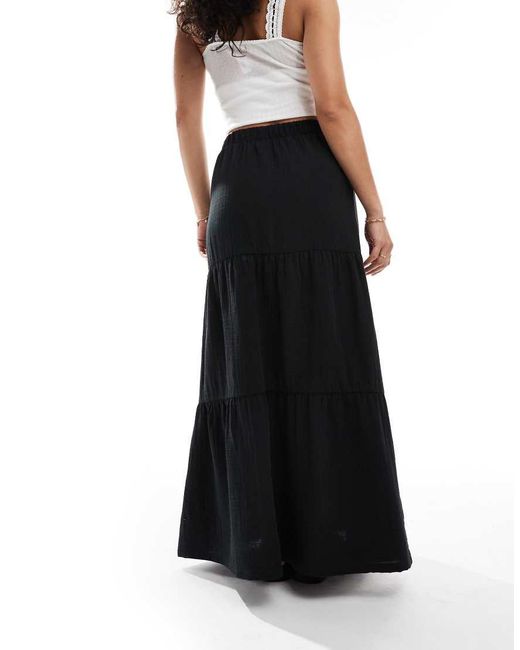 Gonna Midi Bohémien A Balze Nera di Pieces in Black