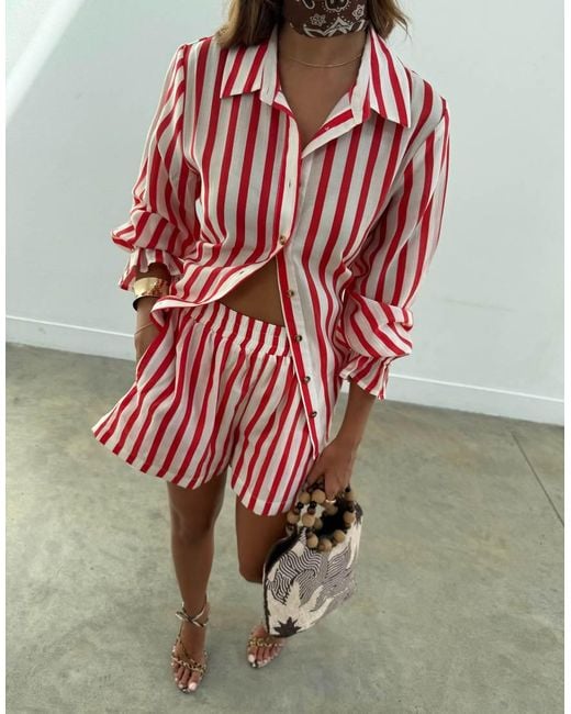 Never Fully Dressed Red Tie Back Shirt Co-Ord