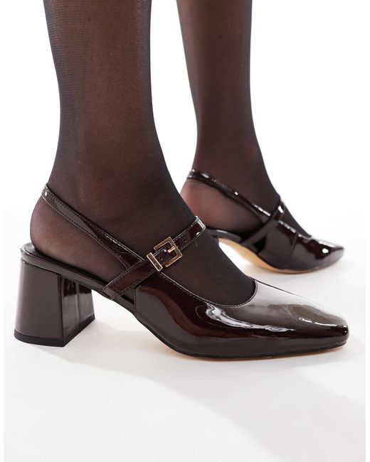 Camila - sandales à talon mi-haut et bride arrière avec boucle - foncé London Rebel en coloris Brown