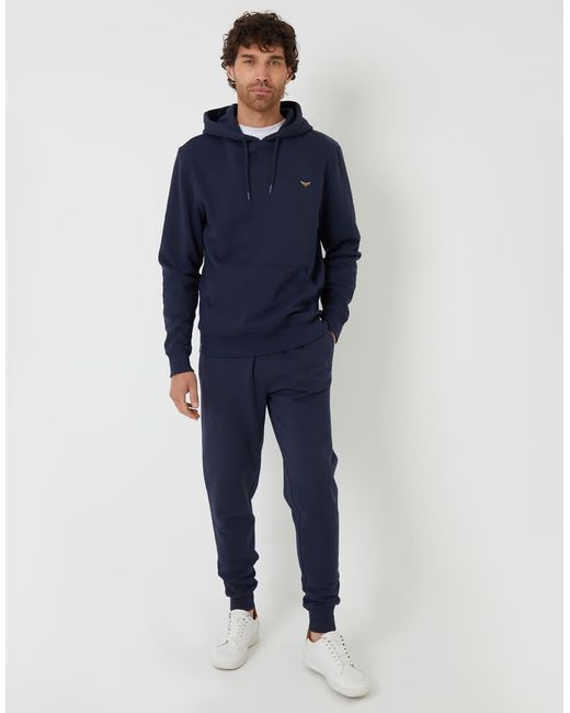 Threadbare Blue Cotton Blend Pullover Hoody for men